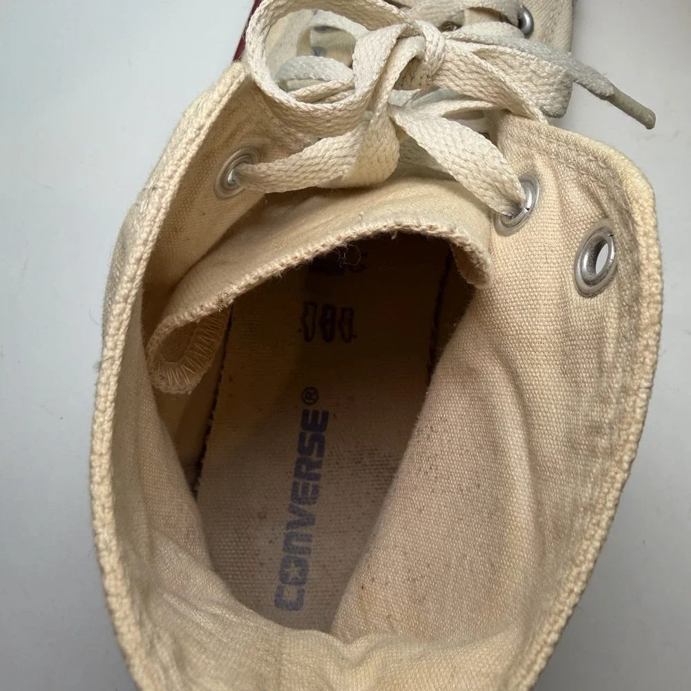 Vintage Converse Mens 10 Wo 12 White Faded Y2K Lace Grunge High Top Chuck Taylor - Picture 8 of 11